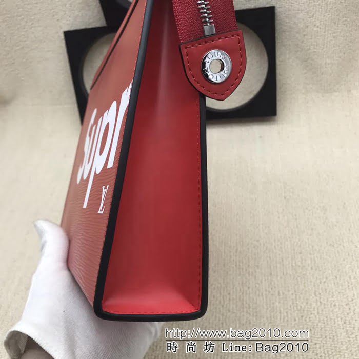 路易威登LV頂級原單M41366紅 獨家實拍 水波紋手包Supreme系列 ZY1115